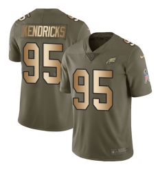 Youth Nike Philadelphia Eagles #95 Mychal Kendricks Limited Olive/Gold 2017 Salute to Service NFL Jersey