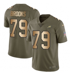Men's Nike Philadelphia Eagles #79 Brandon Brooks Limited Olive/Gold 2017 Salute to Service NFL Jersey