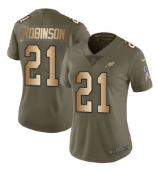 Women's Nike Philadelphia Eagles #21 Patrick Robinson Limited Olive/Gold 2017 Salute to Service NFL Jersey
