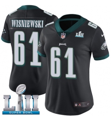Women's Nike Philadelphia Eagles #61 Stefen Wisniewski Black Alternate Vapor Untouchable Limited Player Super Bowl LII NFL Jersey