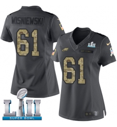 Women's Nike Philadelphia Eagles #61 Stefen Wisniewski Limited Black 2016 Salute to Service Super Bowl LII NFL Jersey