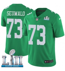 Men's Nike Philadelphia Eagles #73 Isaac Seumalo Limited Green Rush Vapor Untouchable Super Bowl LII NFL Jersey