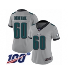 Women's Philadelphia Eagles #60 Chuck Bednarik Limited Silver Inverted Legend 100th Season Football Jersey