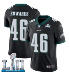 Men's Nike Philadelphia Eagles #46 Herman Edwards Black Alternate Vapor Untouchable Limited Player Super Bowl LII NFL Jersey