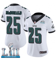 Women's Nike Philadelphia Eagles #25 Tommy McDonald White Vapor Untouchable Limited Player Super Bowl LII NFL Jersey