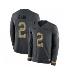 Men's Nike Atlanta Falcons #2 Matt Ryan Limited Black Salute to Service Therma Long Sleeve NFL Jersey