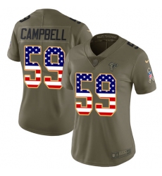 Women's Nike Atlanta Falcons #59 De'Vondre Campbell Limited Olive/USA Flag 2017 Salute to Service NFL Jersey