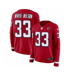 Women's Nike Atlanta Falcons #33 Blidi Wreh-Wilson Limited Red Therma Long Sleeve NFL Jersey