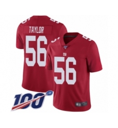 Men's New York Giants #56 Lawrence Taylor Red Limited Red Inverted Legend 100th Season Football Jersey