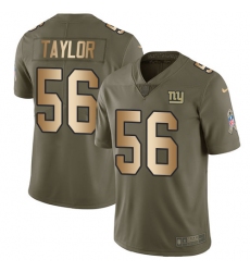 Men's Nike New York Giants #56 Lawrence Taylor Limited Olive/Gold 2017 Salute to Service NFL Jersey