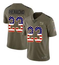 Men's Nike New York Giants #23 Duke Ihenacho Limited Olive/USA Flag 2017 Salute to Service NFL Jersey