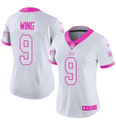 Women's Nike New York Giants #9 Brad Wing Limited White/Pink Rush Fashion NFL Jersey
