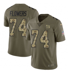 Men's Nike New York Giants #74 Ereck Flowers Limited Olive/Camo 2017 Salute to Service NFL Jersey