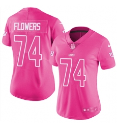 Women's Nike New York Giants #74 Ereck Flowers Limited Pink Rush Fashion NFL Jersey