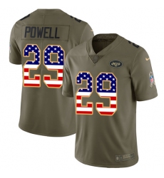 Men's Nike New York Jets #29 Bilal Powell Limited Olive/USA Flag 2017 Salute to Service NFL Jersey