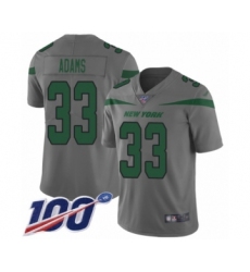 Youth New York Jets #33 Jamal Adams Limited Gray Inverted Legend 100th Season Football Jersey