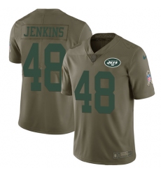 Men's Nike New York Jets #48 Jordan Jenkins Limited Olive 2017 Salute to Service NFL Jersey