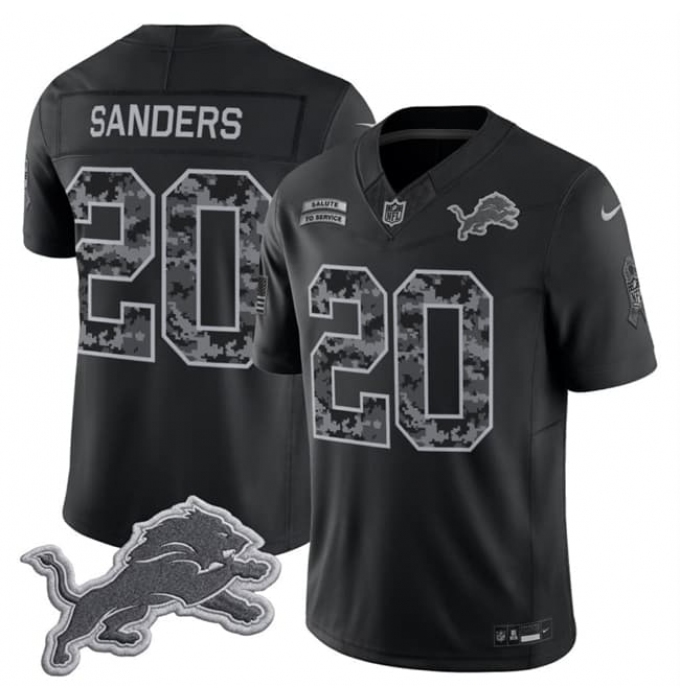 Men's Detroit Lions #20 Barry Sanders Black F.U.S.E. 2026 Salute to Service Limited Football Stitched Jersey