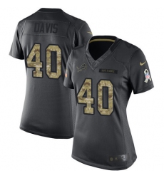 Women's Nike Detroit Lions #40 Jarrad Davis Limited Black 2016 Salute to Service NFL Jersey