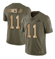 Youth Nike Detroit Lions #11 Marvin Jones Jr Limited Olive/Gold Salute to Service NFL Jersey
