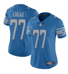 Women's Nike Detroit Lions #77 Cornelius Lucas Limited Light Blue Team Color Vapor Untouchable NFL Jersey