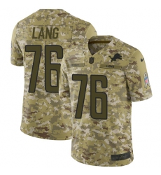 Youth Nike Detroit Lions #76 T.J. Lang Limited Camo 2018 Salute to Service NFL Jersey