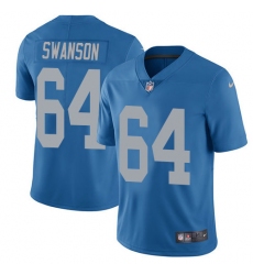 Men's Nike Detroit Lions #64 Travis Swanson Limited Blue Alternate Vapor Untouchable NFL Jersey