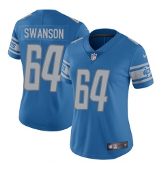 Women's Nike Detroit Lions #64 Travis Swanson Limited Light Blue Team Color Vapor Untouchable NFL Jersey