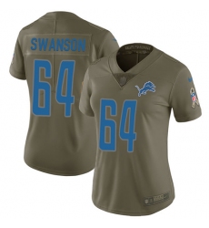 Women's Nike Detroit Lions #64 Travis Swanson Limited Olive 2017 Salute to Service NFL Jersey