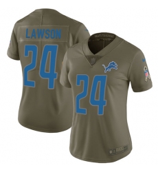 Women's Nike Detroit Lions #24 Nevin Lawson Limited Olive 2017 Salute to Service NFL Jersey