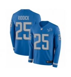 Men's Nike Detroit Lions #25 Theo Riddick Limited Blue Therma Long Sleeve NFL Jersey