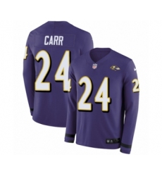 Men's Nike Baltimore Ravens #24 Brandon Carr Limited Purple Therma Long Sleeve NFL Jersey