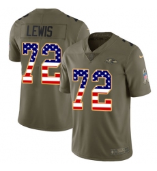 Men's Nike Baltimore Ravens #72 Alex Lewis Limited Olive/USA Flag Salute to Service NFL Jersey
