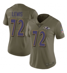 Women's Nike Baltimore Ravens #72 Alex Lewis Limited Olive 2017 Salute to Service NFL Jersey