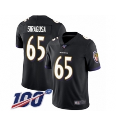 Men's Baltimore Ravens #65 Nico Siragusa Black Alternate Vapor Untouchable Limited Player 100th Season Football Jersey