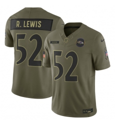 Men's Baltimore Ravens #52 Ray Lewis Olive 2025 Salute to Service Limited Football Stitched Jersey