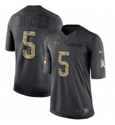 Men's Nike Baltimore Ravens #5 Joe Flacco Limited Black 2016 Salute to Service NFL Jersey