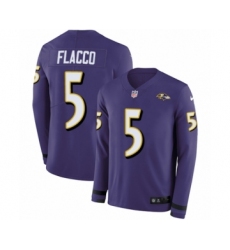 Men's Nike Baltimore Ravens #5 Joe Flacco Limited Purple Therma Long Sleeve NFL Jersey