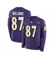 Men's Nike Baltimore Ravens #87 Maxx Williams Limited Purple Therma Long Sleeve NFL Jersey
