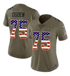 Women's Nike Baltimore Ravens #75 Jonathan Ogden Limited Olive/USA Flag Salute to Service NFL Jersey