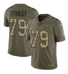 Youth Nike Baltimore Ravens #79 Ronnie Stanley Limited Olive/Camo Salute to Service NFL Jersey