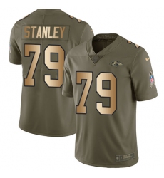 Youth Nike Baltimore Ravens #79 Ronnie Stanley Limited Olive/Gold Salute to Service NFL Jersey