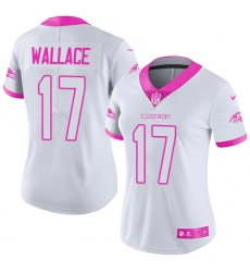 Women's Nike Baltimore Ravens #17 Mike Wallace Limited White/Pink Rush Fashion NFL Jersey