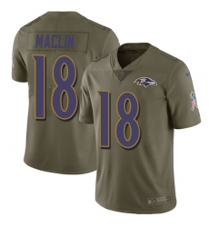 Youth Nike Baltimore Ravens #18 Jeremy Maclin Limited Olive 2017 Salute to Service NFL Jersey