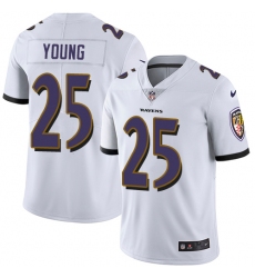 Youth Nike Baltimore Ravens #25 Tavon Young White Vapor Untouchable Limited Player NFL Jersey