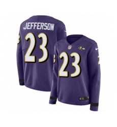 Women's Nike Baltimore Ravens #23 Tony Jefferson Limited Purple Therma Long Sleeve NFL Jersey