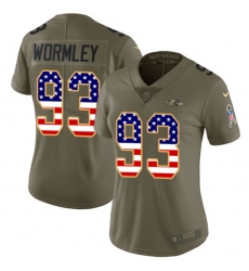 Women's Nike Baltimore Ravens #93 Chris Wormley Limited Olive/USA Flag Salute to Service NFL Jersey