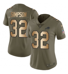 Women's Nike Buffalo Bills #32 O. J. Simpson Limited Olive/Gold 2017 Salute to Service NFL Jersey