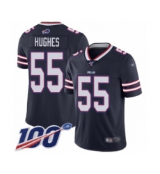 Men's Buffalo Bills #55 Jerry Hughes Limited Navy Blue Inverted Legend 100th Season Football Jersey