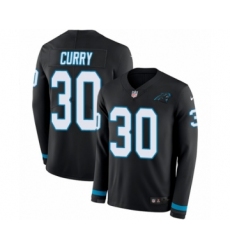 Men's Nike Carolina Panthers #30 Stephen Curry Limited Black Therma Long Sleeve NFL Jersey